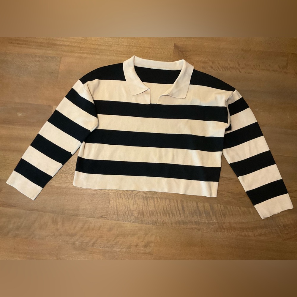 Dazy Cropped Polo Sweater